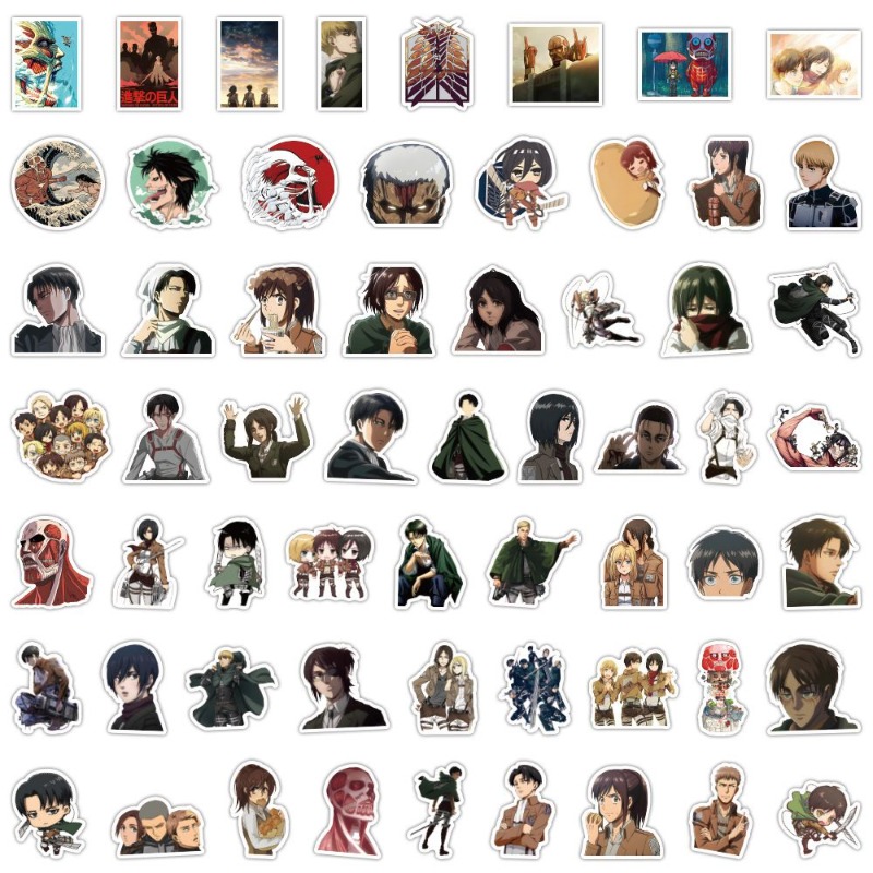 Phone Accessories Cute - 60 szt. Naklejek Anime Atak Tytanów,