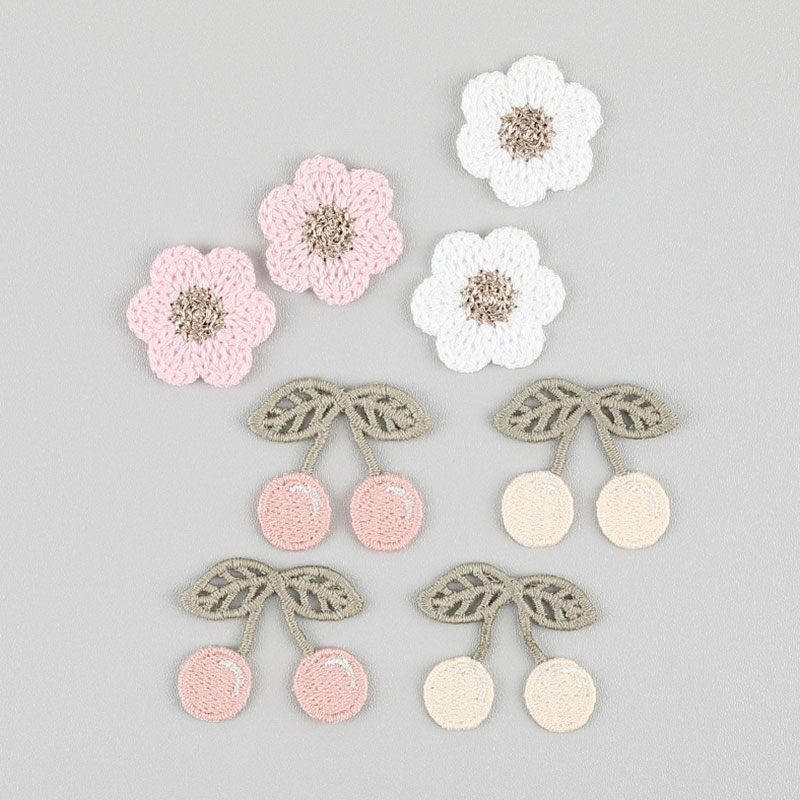 Phone Accessories Pictures - 20 szt. Różowo-białe aplikacje z haftem